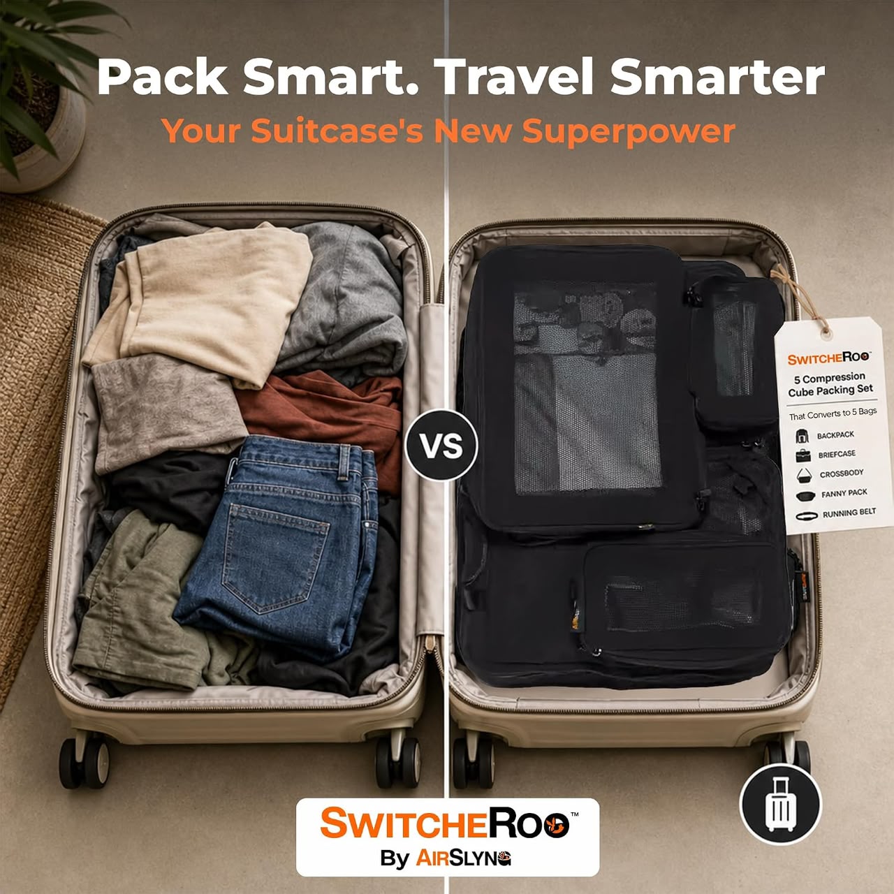 Switcheroo packing cube transformed into a fanny pack