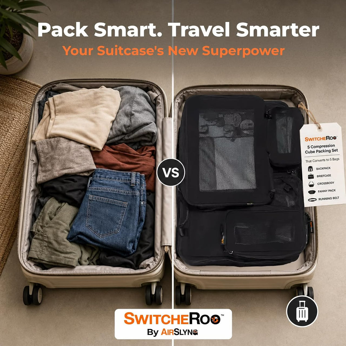 Switcheroo packing cube transformed into a fanny pack