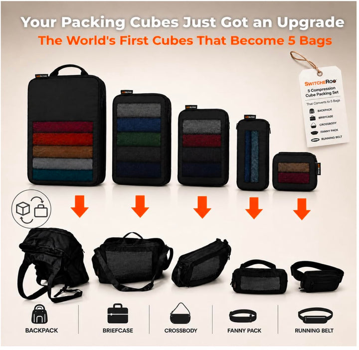 Switcheroo Convertible Packing Cubes | 5-in-1 Travel Bag System